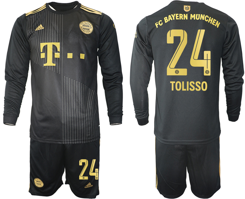 Men 2021-2022 Club Bayern Munich away black Long Sleeve #24 Soccer Jersey->bayern munich jersey->Soccer Club Jersey